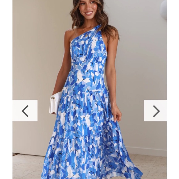 Blue floral one shoulder dress - Picture 4 of 7